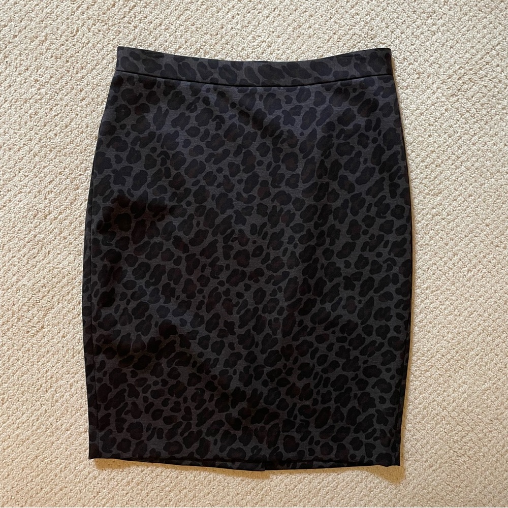 Ann Taylor Charcoal Leopard Pencil Skirt